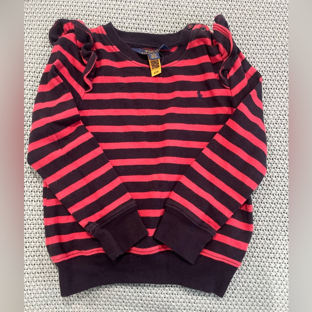 Ralph Lauren Kids Red and Black Striped Top